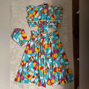 Trashy Diva Colorful Tie Top and Matching Skirt Set with Matching Scarf Size 12